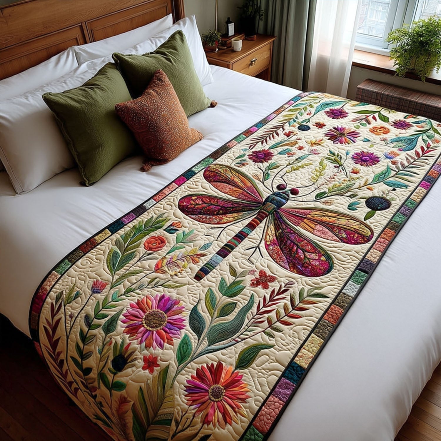 Dragonfly Quilted Bed Runner NCU0VT223
