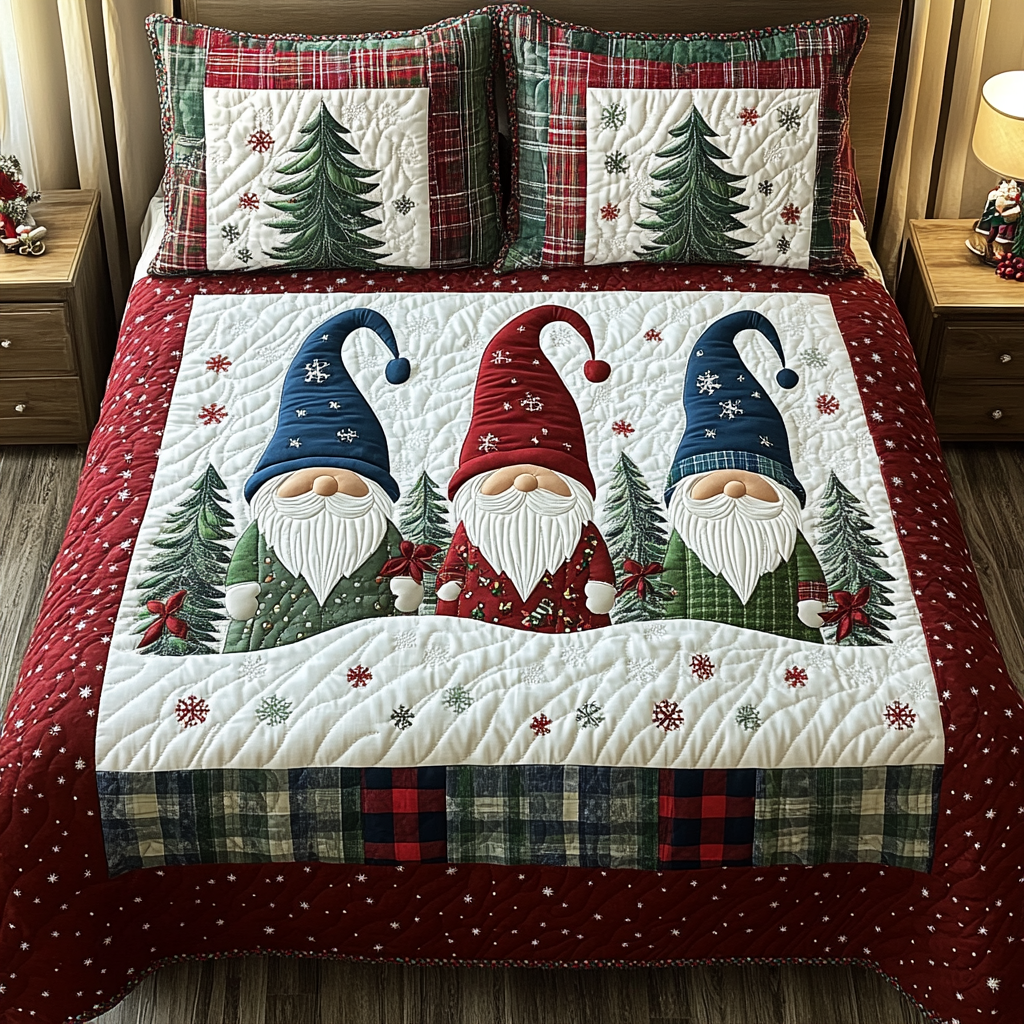 Gnome 3-Piece Quilted Bedding Set NCU0VT281