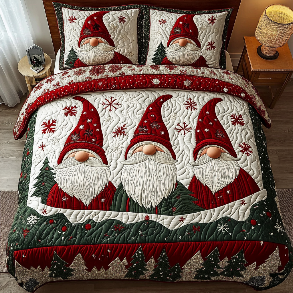 Gnome 3-Piece Quilted Bedding Set NCU0VT281