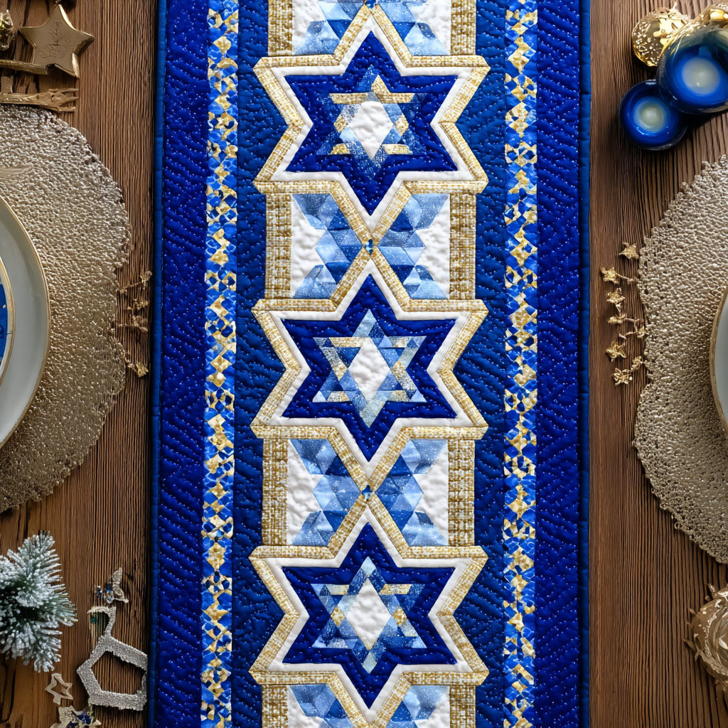 Star Of David Quilted Table Runner NCU0VT367