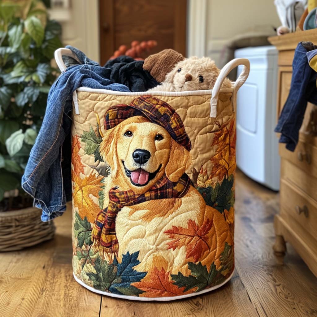 Golden Retriever Quilted Laundry Basket NCU0QN013