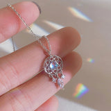 Dream Catcher Necklace with Silver Moon Pendant