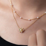 Double-Layer Pearl Flower Necklace
