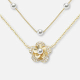 Double-Layer Pearl Flower Necklace