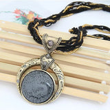 Retro Necklace Featuring an Ethnic Green Crystal Pendant
