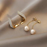 Pearl-Accented Gold Earrings