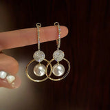 Elegant Cultured Pearl and Zirconia Luxury Earrings