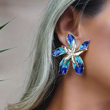 Blue Crystal 'Happy Flower' Earrings