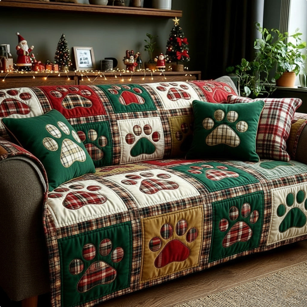 Pet Paw Quilted Sofa Cover NCU0VT358