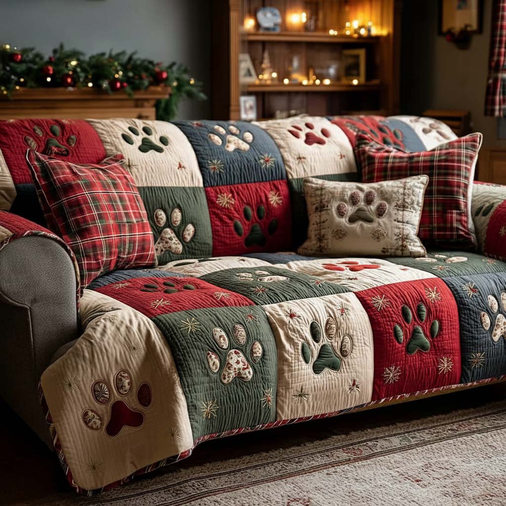 Pet Paw Quilted Sofa Cover NCU0VT338