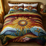 Sunflower Landscape 3-Piece Quilted Bedding Set NCU0VT133