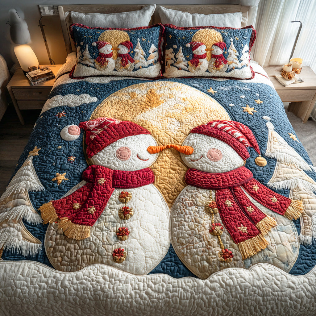 Snowmen Wonderland 3-Piece Quilted Bedding Set NCU0VT308