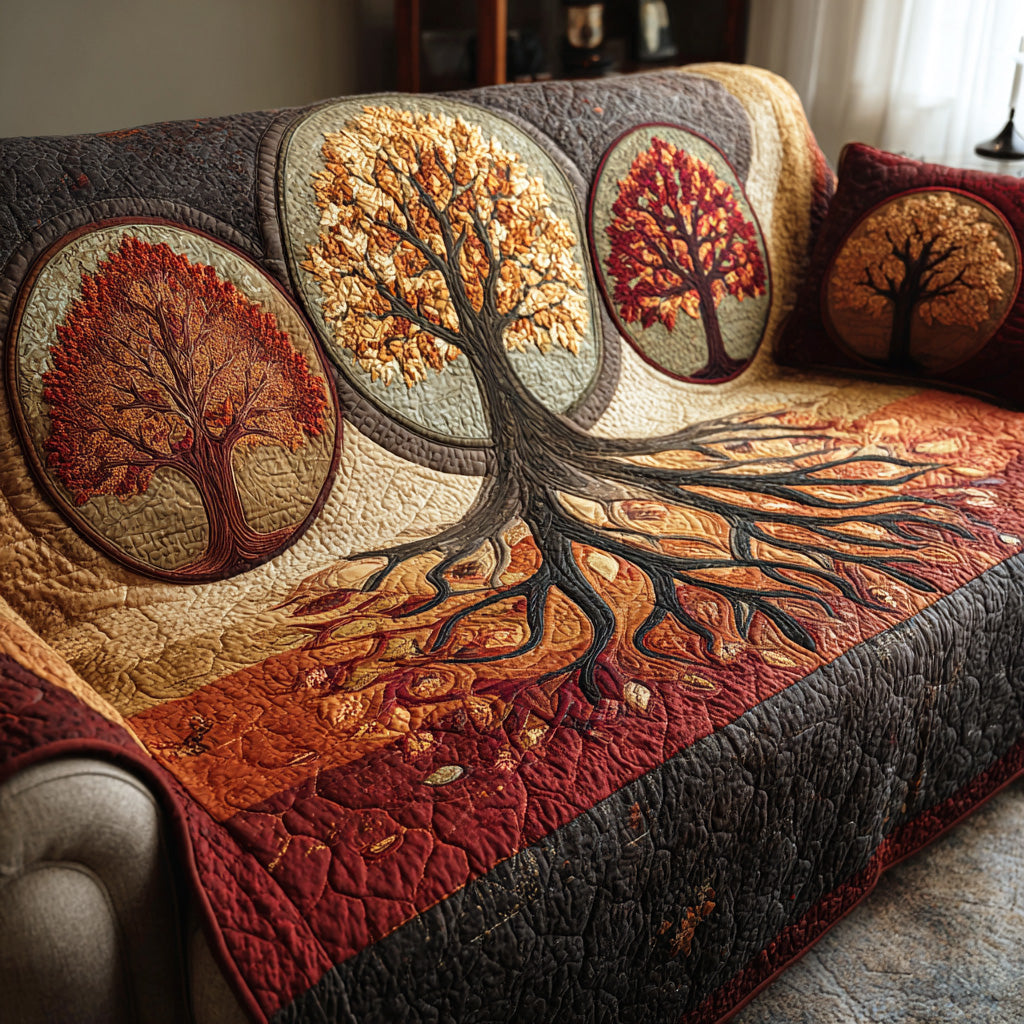 Tree Of Life Quilted Sofa Cover NCU0VT370