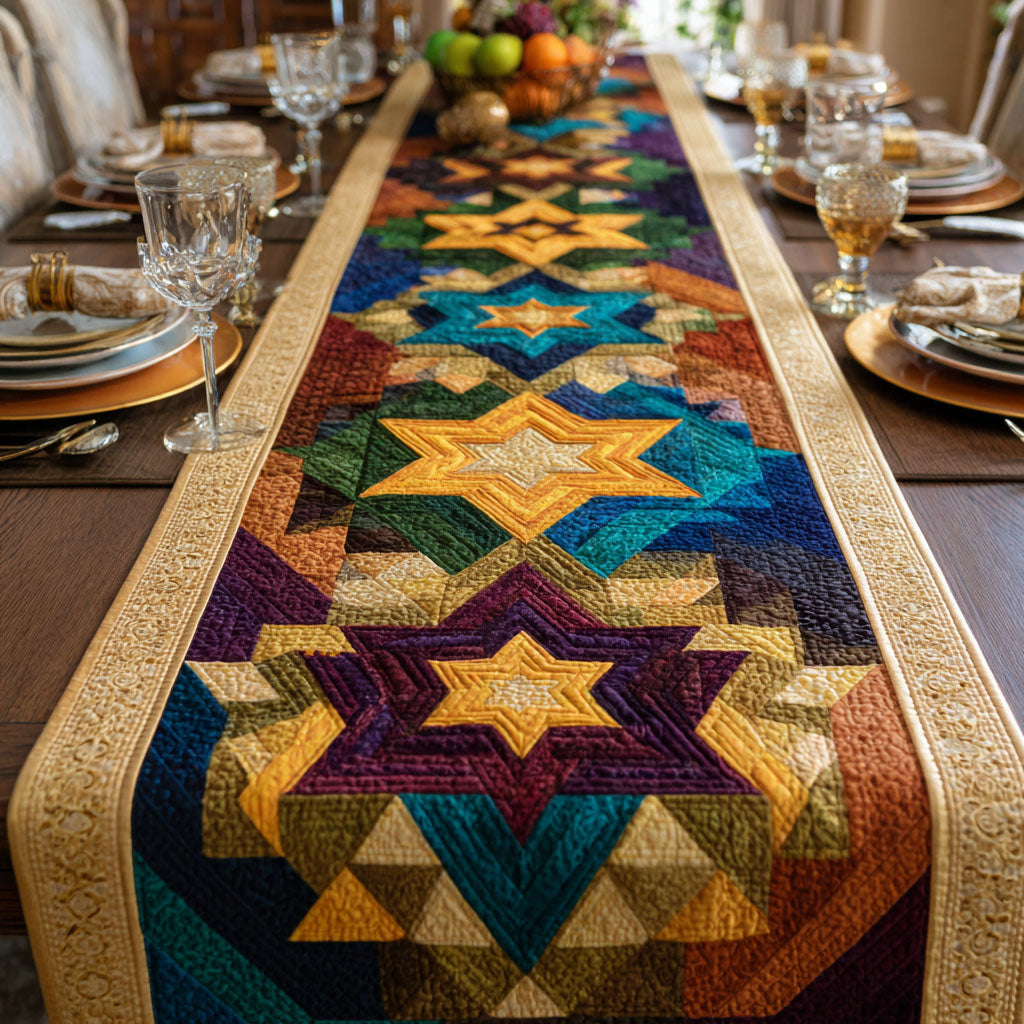 Star Of David Quilted Table Runner NCU0VT367