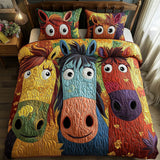 Horse 3-Piece Quilted Bedding Set NCU0VT241