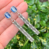 Antique Silver Earrings Featuring Blue Gemstone