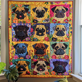 Playful Pugs Quilted Blanket NCU0VL074