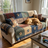 Rustic Paw Quilted Sofa Cover NCU0TV874