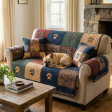 Rustic Paw Quilted Sofa Cover NCU0TV874