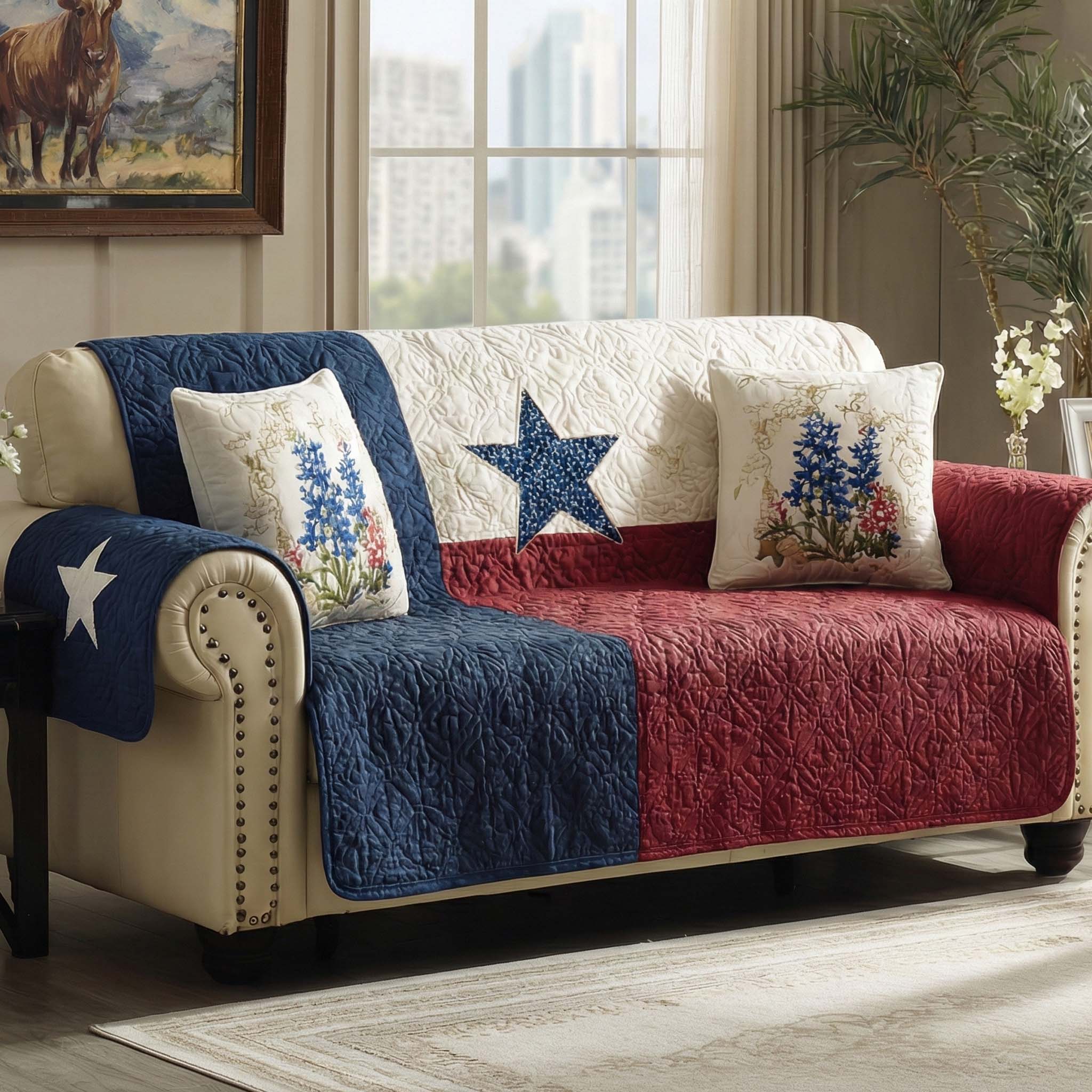 Americana Quilted Sofa Cover NCU0VT373