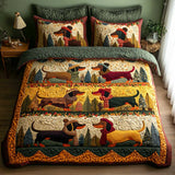 Rustic Dachshund 3-Piece Quilted Bedding Set NCU0NT9064