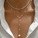 Double Strand Pearl Necklace with Charms