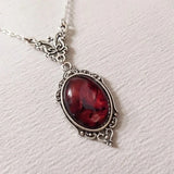 Retro Silver Pendant Necklace Featuring Red Quartz