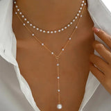 Double Strand Pearl Necklace with Charms
