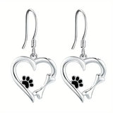 Heart and Square Design Silver Earrings