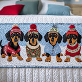 Santa Dachshund Quilted Bed Runner NCU0TH3542