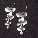 Silver Petal Earrings with Matching Necklace