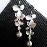 Silver Petal Earrings with Matching Necklace