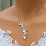 Silver Petal Earrings with Matching Necklace
