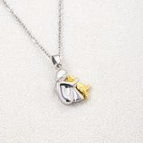 Embraced Girl and Dog Pendant Necklace