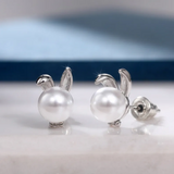 Cat Ear Pearl Necklace and Earring Set