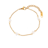 Stainless Steel Pearl Necklace and Bracelet Set