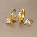 Diamond-Accented Floral Earrings Set