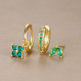 Diamond-Accented Floral Earrings Set