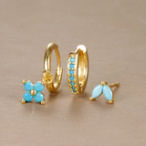 Diamond-Accented Floral Earrings Set