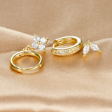 Diamond-Accented Floral Earrings Set