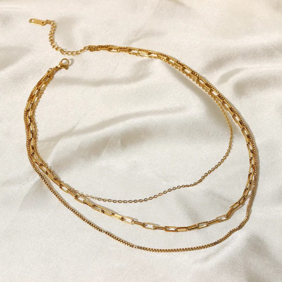 Triple-Layer Stainless Steel Necklace