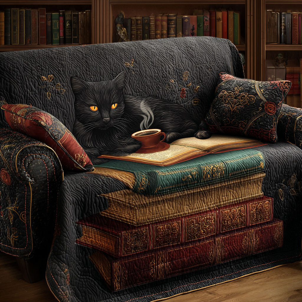 Reading Cat Quilted Sofa Cover NCU0VT355