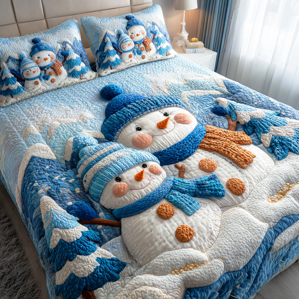 Snowmen Wonderland 3-Piece Quilted Bedding Set NCU0VT308