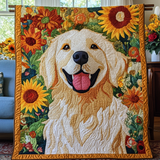 Sunflower Golden Retriever Quilted Blanket NCU0DV492