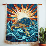 Sunset Wave Turtle Woven Sofa Blanket NCU0NT4772