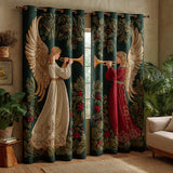 Teal Angel Grace Quilted Curtains NCU0HH1055