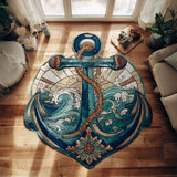 The Captains Stained Anchor Custom Shape Area Rug NCU0PT11624
