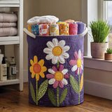 Flower Quilted Laundry Basket NCU0QN006