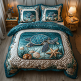 Turtle Waves 3-Piece Quilted Bedding Set NCU0DV3362