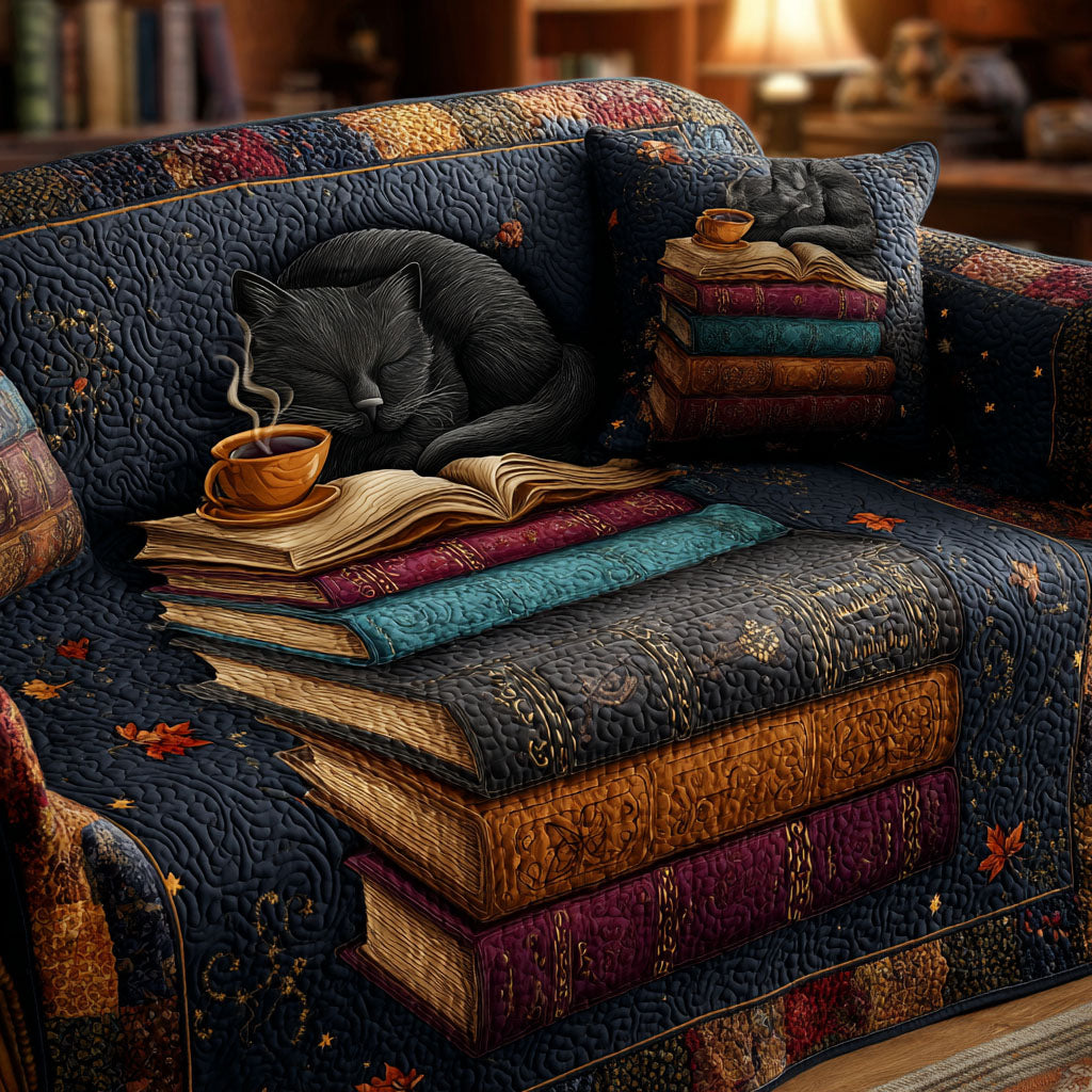 Reading Cat Quilted Sofa Cover NCU0VT355